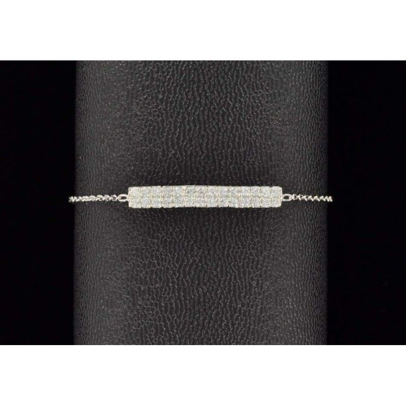 Bracelet barrette argent 925 et zirconium.