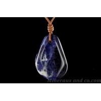 Pendentif pierre sodalite: Pendentifs collier pierres sodalite bleue 