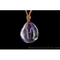 Pendentif pierre sugilite: colliers sugilite violette polie et percée